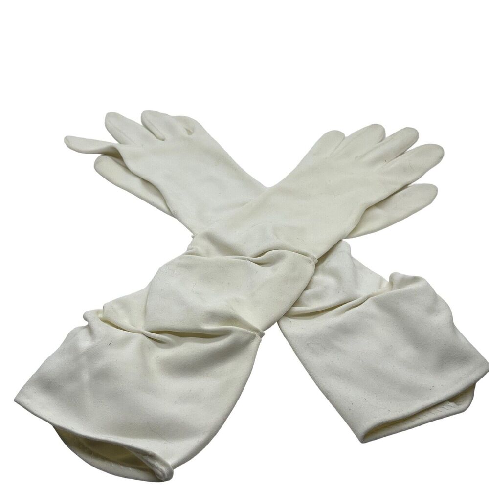 Gloves Cream Nylon Scrunch Gloves Sz 6 Nylasuede by Hansen Wedding Prom Opera